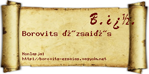 Borovits Ézsaiás névjegykártya